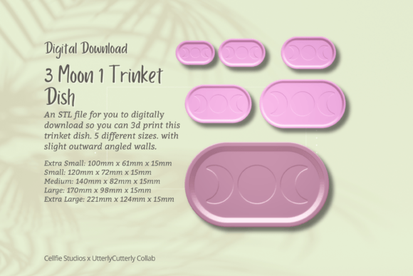 3 Moon Trinket Dish STL File: Digital Download for Your Home