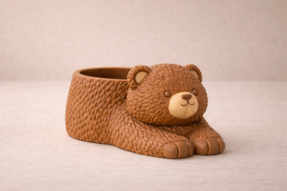 Adorable Bear Planter: Kawaii Plant Pot STL for 3D Printing