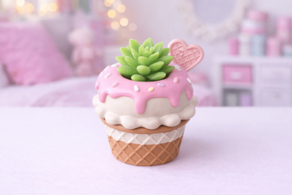 Adorable Mini Icecream Cone Planter for Tiny Decor