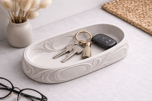 Art Nouveau Jewelry Tray: Elegant Oval Dish for Your Home