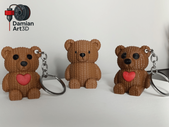 Charming Knitted Teddy Bear Keychain for 3D Printing
