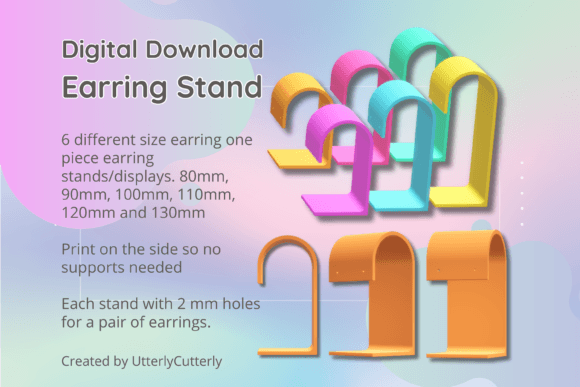 Earring Stand STL Files: 6 Sizes for 3D Printing