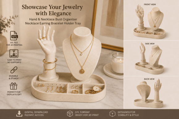 Elegant Jewelry Holder STL File: 3D Printable Organizer