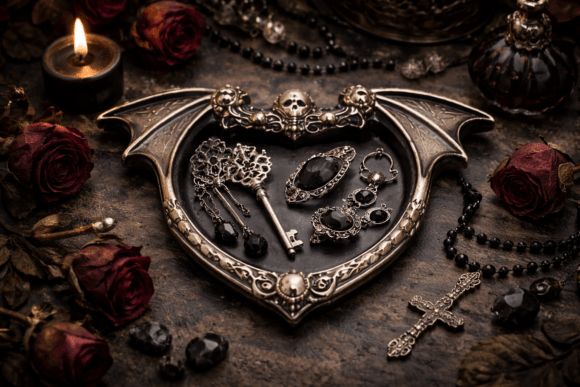 Gothic Bat Wing Heart Trinket Dish STL: Dark Fantasy Design