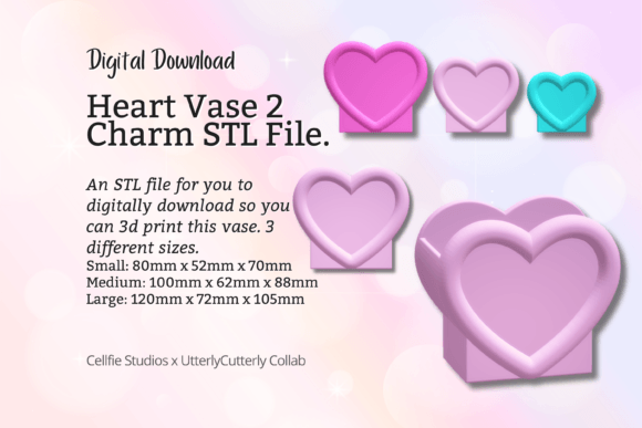 Heart Vase 2 STL File - Digital Download