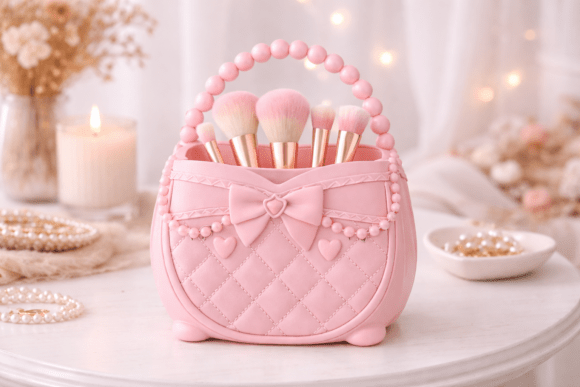 Kawaii Makeup Brush Holder STL: Chic Vanity Organizer