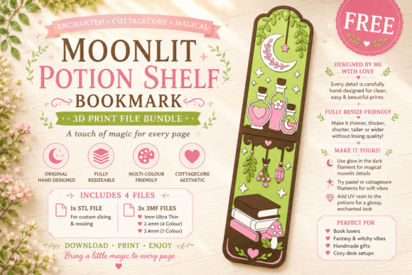 Magical Moonlit Potion Bookmark: 3D Print Your Own