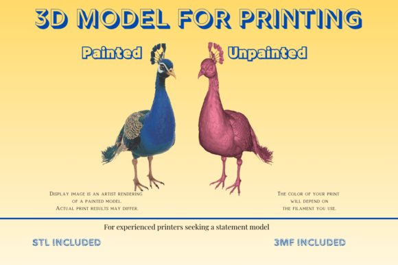 Majestic Peacock 3D Model: A Detailed STL & 3MF Masterpiece