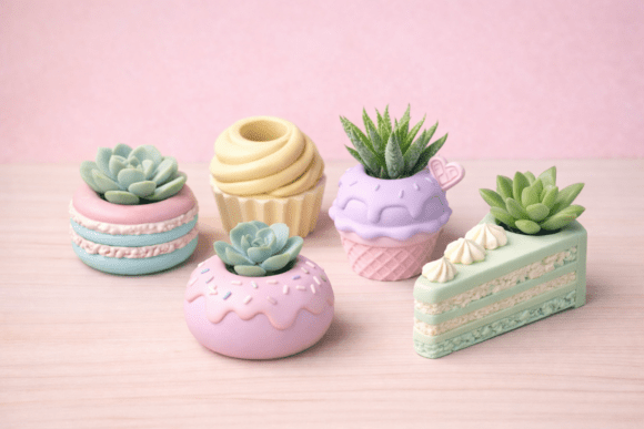 Mini Dessert Planter Set: Adorable 3D Printable STL Bundle