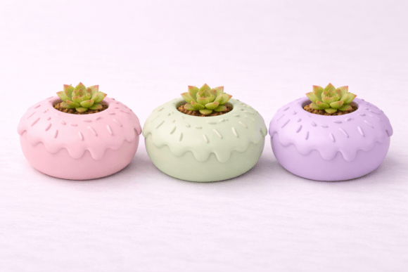 Mini Donut Planter STL: Adorable Tiny Desk Decor