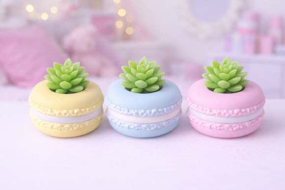Mini Macaron Planter STL: Adorable Desk Decor