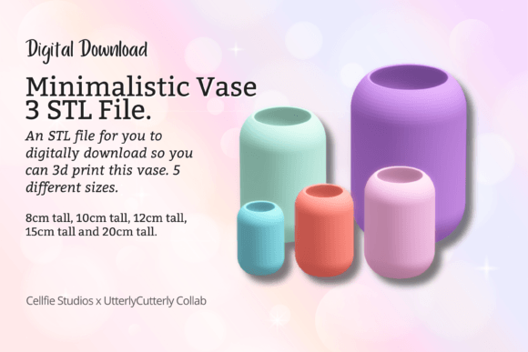 Minimalistic 3 Vase STL File: Digital Design for Modern Decor
