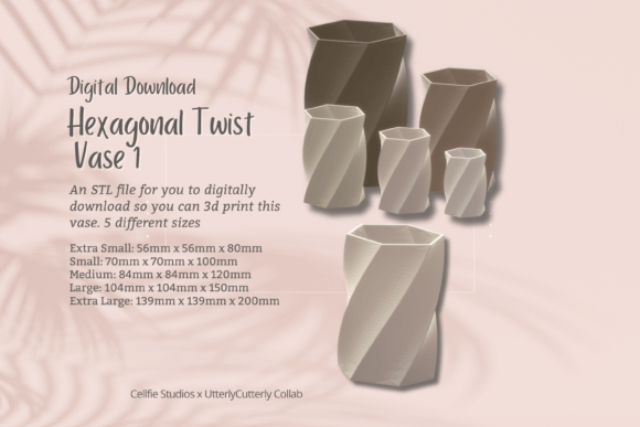 Modern Geometric Style: The Hexagonal Twist 1 Vase STL File