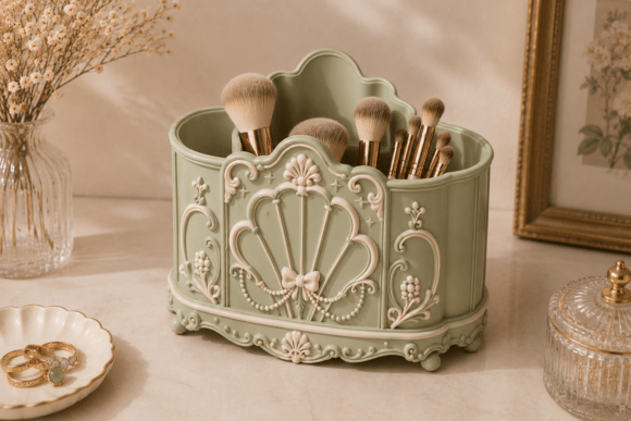 Ornate Rococo Makeup Brush Holder STL