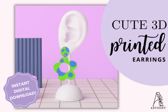 Retro Flower Earring STL Files: Bold 3D Printed Jewelry