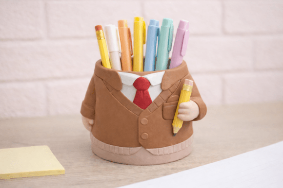Teacher Pen Holder Gentleman STL File: A Kawaii Desk Organizer